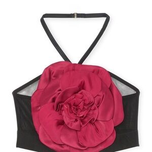 Victoria's Secret Black Bandeau with Red Floral Accent